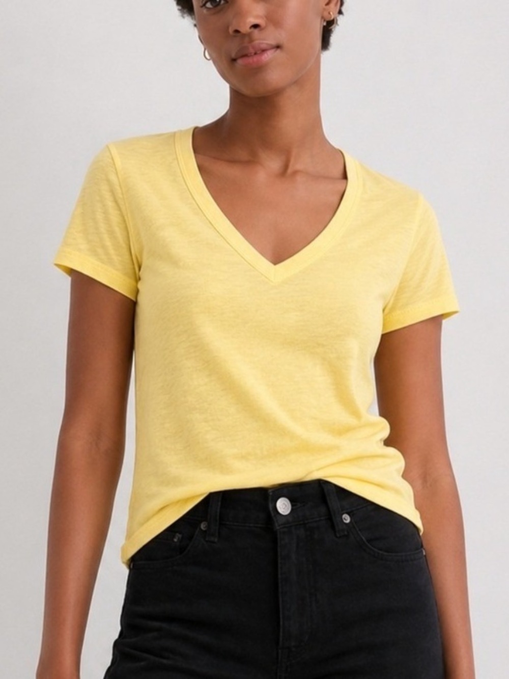 J Crew Slub Cotton V Neck Tee Shirt Size Small